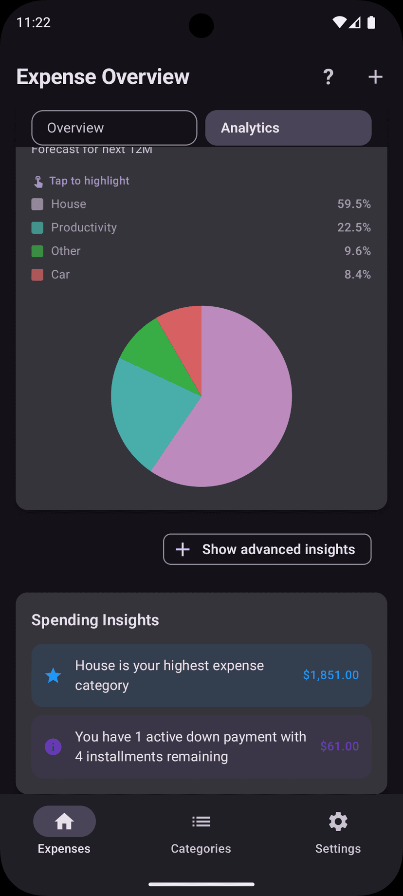 Billy app screenshot showing app settings and preferences