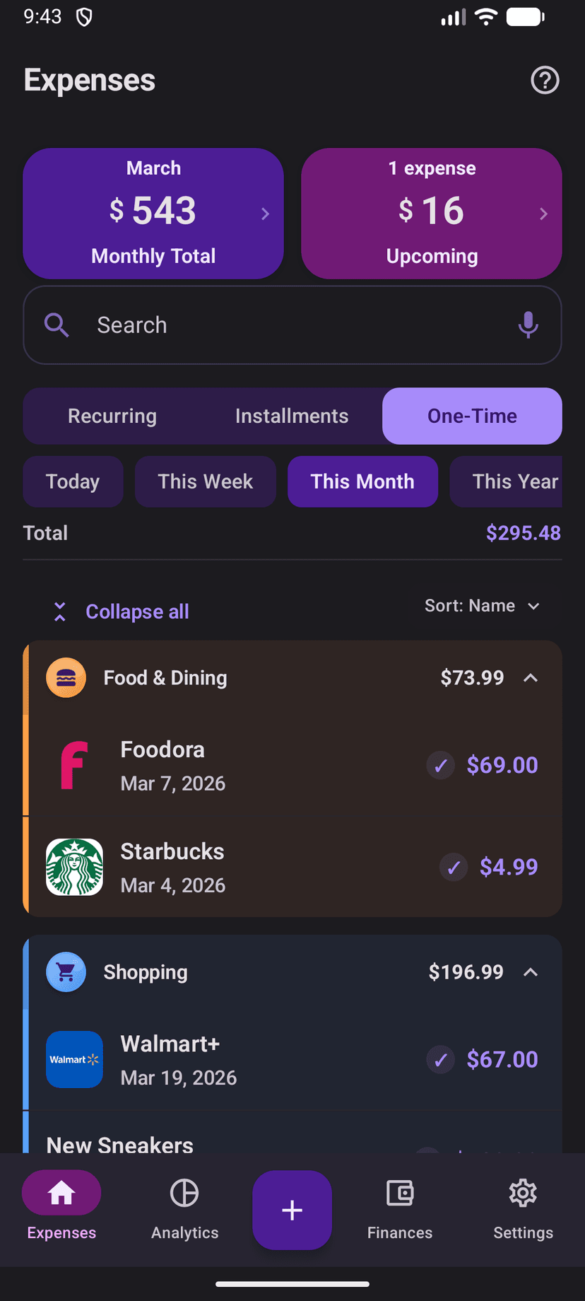 Billy app dark theme - payment reminders and notifications