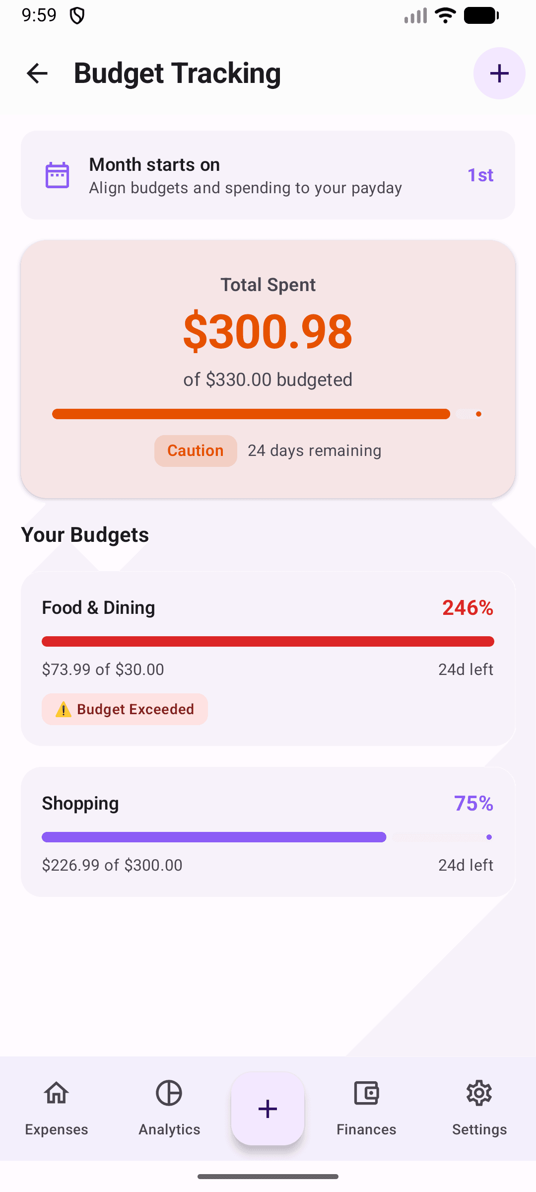 Billy budgets screen